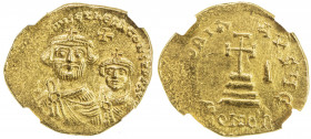 BYZANTINE EMPIRE: Heraclius and Heraclius Constantine, AD 613-641, AV solidus (4.40g), ND, S-737, two emperors facing with (NN hERACL)IUS ET hERA CONS...