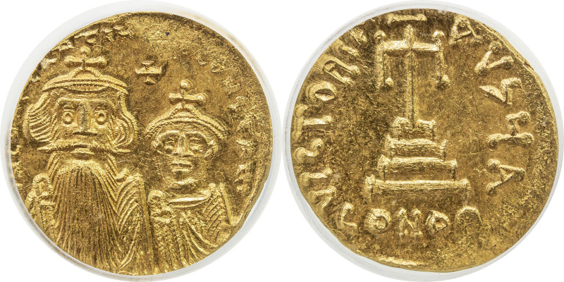 BYZANTINE EMPIRE: Constans II, 641-668, AV solidus (4.46g), Constantinople, S-95...