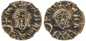 BYZANTINE EMPIRE: Michael III, "the Drunkard", 842-867, AV/EL semissis (1.48g), Syracuse, S-1695, bust facing of Michael both sides, debased gold issu...