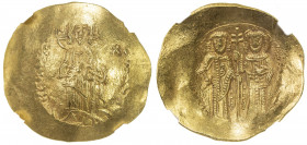 BYZANTINE EMPIRE: Alexius III Angelus-Comnenus, 1195-1203, AV hyperpyron (4.31g), Constantinople, S-2008, Christ standing, nimbate, right hand raised ...