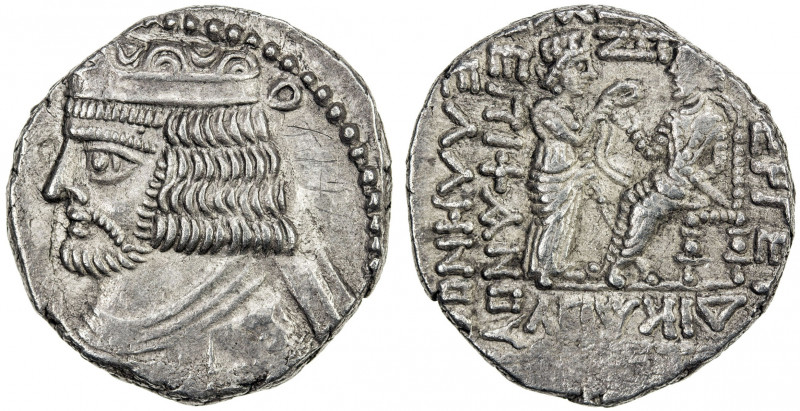 PARTHIAN KINGDOM: Vardanes II, 55-58 AD, AR tetradrachm (14.09g), Seleukeia on t...