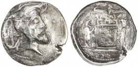 PERSIS KINGDOM: Vadfradad I (Autophradates), 3rd century BC, AR tetradrachm (16.18g), Alram-533var, Sunrise-568/571, bearded head of king right, weari...