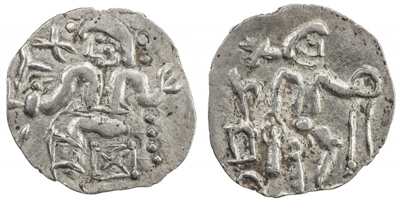 SOUTHERN SOGHD: Unknown ruler, 1st-2nd century, AR obol (0.55g), CCA-SS3, Zeno-2...