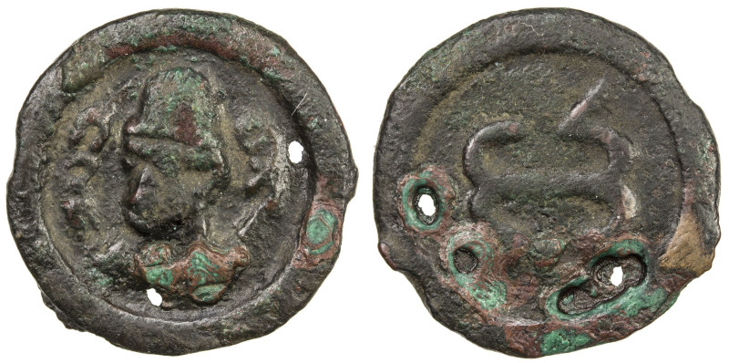 SUYAB: Anonymous, 7/8th century, AE cash (3.22g), Kam-20, cf. Zeno-82182, bust ¾...