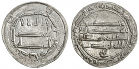 ABBASID: al-Mahdi, 775-785, AR dirham (2.95g), Qasr al-Salam, AH167, A-215.1, Zeno-109082, temporary mint in central Iraq, active only AH167-169, AU....