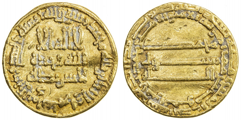 ABBASID: al-Rashid, 786-809, AV dinar (4.16g), NM, AH181, A-218.3, citing the ca...