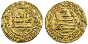 ABBASID: al-Muntasir, 861-862, AV dinar (4.14g), Surra man Ra'a (Samarra), AH248, A-231, Bernardi-159Jc, creased, some minor edge damage and one nick,...