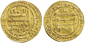 ABBASID: al-Muqtadir, 908-932, AV dinar (4.16g), Mah al-Kufa, AH300, A-245.2, Bernardi-242Mr (1 example only), rare date for this mint, although other...