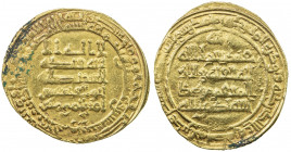 ABBASID: al-Qahir, 932-934, AV dinar (4.73g), al-Ahwaz, AH322, A-252, "avenger" type, with his title al-muntaqim min a'da' Allah li-din Allah "the ave...