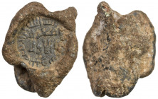 ABBASID: lead seal (9.47g), A-338Y, inscribed ma'arra / al-awal, referring to the city of Ma'arra (probably Ma'arrat Masrin, well-known Umayyad copper...