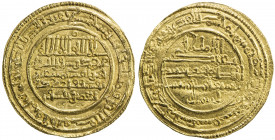 ALMORAVID: 'Ali, 1106-1142, AV dinar (3.95g), Sijilmasa, AH537, A-466.3, H-372, citing the heir Tashufin, slightly double-struck in parts of the obver...