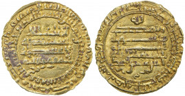 TULUNID: Khumarawayh, 884-896, AV dinar (3.12g), al-Rafiqa, AH278, A-664.2, Bernardi-194Hn, citing the caliphal heir-apparent al-Mu'tadid, fabulous st...