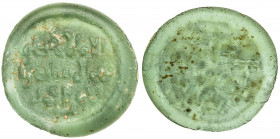FATIMID: al-Mustansir, 1036-1094, glass weight/jeton (2.87g), A-724, FGJ-262, the royal legend in 3 lines, light green, translucent, F-VF.
Estimate: ...
