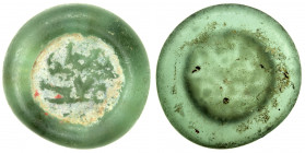 FATIMID: al-Mustansir, 1036-1094, glass weight/jeton (1.46g), A-724, FGJ-273, citing just al-imam / ma'add, light green, translucent, F-VF.
Estimate:...