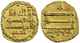 ABBASID OF YEMEN: al-Mutawakkil, 847-861, AV dinar (2.18g), NM, AH236, A-1053A, citing Ja'far below the obverse, with the word read as al-riyusan at t...