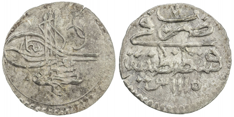 TURKEY: Ahmed III, 1703-1730, AR akçe (0.18g), AH1115, KM-135, NP-524, toned, in...