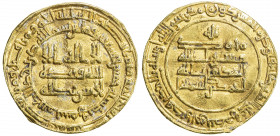 SAMANID: Ahmad II, 907-914, AV dinar (4.26g), Samarqand, AH295, A-1445, slight waviness, choice VF, R. 
Estimate: USD 280 - 350