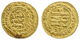 SAMANID: 'Abd al-Malik I, 954-961, AV dinar (2.87g), Amul, AH348, A-1460, with the word khayr above the obverse field, beautiful strike, choice EF.
E...