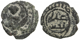 SALDUQIDS: Diya' al-Din Ghazi, 1116-1132, AE fals (2.09g), NM, ND, A-A1890, obverse is derived from a Byzantine prototype, portraying the Virgin and C...