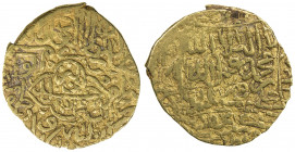 SAFAVID: Tahmasp I, 1524-1576, AV ½ mithqal (2.32g), Tabriz, AH934, A-2591, mint & date in eye shape cartouche, overstruck on uncertain host, F-VF, RR...