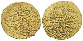SAFAVID: Tahmasp I, 1524-1576, AV mithqal (4.66g), Urdu, ND, A-M2593, eye-shaped cartouche, VF, R. Nearly all gold mithqals of the Urdu mint are undat...