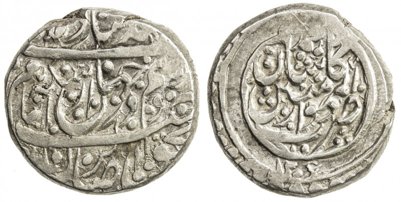 QAJAR: Agha Muhammad Khan, 1779-1797, AR rupi (11.42g), Kashan, AH1206, A-2844, ...