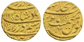 DURRANI: Ahmad Shah, 1747-1772, AV mohur (10.83g), Shahjahanabad (Delhi), AH1173 year 14, A-3090, KM-465, struck during Ahmad's second occupation of D...