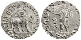 INDO-SCYTHIAN: Azes I, ca. 57-35 BC, AR tetradrachm (9.76g), Senior-93.3T (different dies), king on horseback, holding long spear // Zeus Nikephoros s...