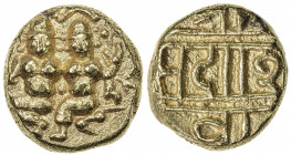 NAYAKAS OF IKKERI: Sadasiva Nayaka, ca. 1520-1570, AV pagoda (3.28g), Mitch-891, MNI-934, Siva and Parvati seated facing beneath canopy // sri sadasiv...