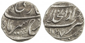 MUGHAL: Farrukhsiyar, 1713-1719, AR 1/8 rupee nisar (1.25g), Shahjahanabad, AH1127, KM-B379.1, short royal legend // mint & date, VF, RR. Nisar coins ...