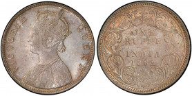 BRITISH INDIA: Victoria, Queen, 1837-1876, AR rupee, 1862(b), KM-473.1, S&W-4.72, 0/4 type, PCGS graded MS63.
Estimate: USD 125 - 175