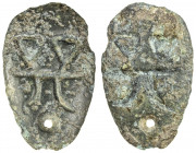 WARRING STATES: State of Chu, 400-220 BC, AE ant nose money (2.49g), H-1.8, also known as gui lian qian (ghost face money), jin in archaic script eith...