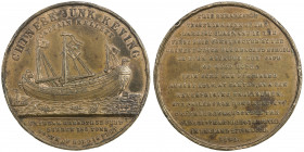 CHINA: AE medal, 1848, BHM-2320, 45mm, bronze medal by Thomas Halliday "Voyage of the Junk Keying", port broadside view of the junk, mainsail set, THE...