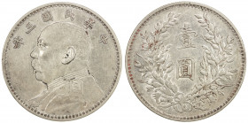 CHINA: Republic, AR dollar, year 3 (1914), Y-329, L&M-63, Yuan Shi Kai in military uniform, hairlines, VF-EF.
Estimate: USD 100 - 125