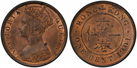 HONG KONG: Victoria, 1840-1901, AE cent, 1901-H, KM-2.2, a lovely example! PCGS graded MS64 RB.
Estimate: USD 100 - 150
