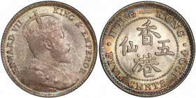 HONG KONG: Edward VII, 1901-1910, AR 5 cents, 1904, KM-12, a wonderful example! PCGS graded MS65.
Estimate: USD 75 - 100