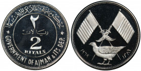 AJMAN: Rashid Bin Hamad al-Naimi, 1928-1981, AR 2 riyals, 1969/AH1389, KM-2.1, an amazing quality example! PCGS graded Proof 69 CAM. This is the fines...