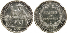 FRENCH INDOCHINA: AR piastre, 1907-A, KM-5a.1, a stunning example, well struck with blast white luster, a gorgeous example! NGC graded MS64+.
Estimat...