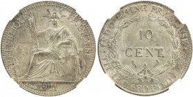 FRENCH INDOCHINA: AR 10 centimes, 1921-A, KM-16.1, a lovely example! NGC graded MS65.
Estimate: USD 125 - 175