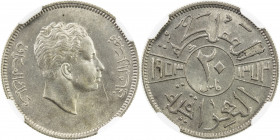 IRAQ: Faisal II, 1939-1958, AR 20 fils, 1953/AH1372, KM-113, NGC graded MS63.
Estimate: USD 400 - 600