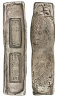 NGUYEN DYNASTY: AR 10 lang (371.59g), rectangular silver bar with 7 stamps on sides indicating fineness, weight standard, incuse marking on base, mark...