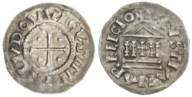 CAROLINGIANS: Louis the Pious, 814-840, AR denier (1.72g), ND(822-840), Depeyrot-1179, MEC-1, Class 3, Dorestad Mint, cross pattée with pellets in the...
