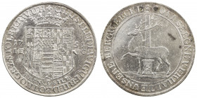 STOLBERG-STOLBERG: Christof Ludwig II, 1738-1761, AR 2/3 thaler, 1751, KM-211, Dav-1006. Cr-13, initials IEVC, a few reverse toning blotches, crowned ...