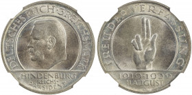 GERMANY: Weimar Republic, AR 3 reichsmark, 1929-D, KM-63, Jaeger-340, wonderful light toning, NGC graded MS65.
Estimate: USD 150 - 200