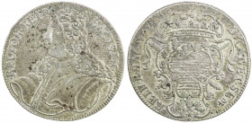 RAGUSA: Republic, AR tallero, 1747, KM-17, Dav-1637, less usual early type, a few small bits of verdigris, some minor adjustment marks on reverse, VF....