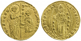 VENICE: Andrea Dandolo, 1343-1354, AV imitation ducat (3.47g), ND, Gambarini-344ff, contemporary local imitation, uncertain mint, St. Mark standing ri...