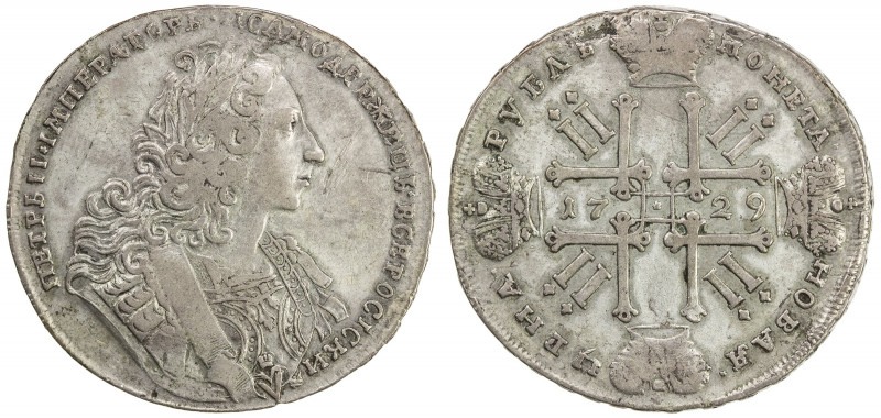 RUSSIAN EMPIRE: Peter II, 1727-1730, AR rouble (27.92g), Kadashevsky Mint, Mosco...