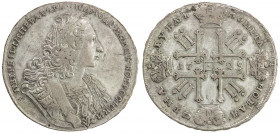 RUSSIAN EMPIRE: Peter II, 1727-1730, AR rouble (27.92g), Kadashevsky Mint, Moscow, 1729, KM-182.3, Bitkin-95, laureate bust right with continuous lege...