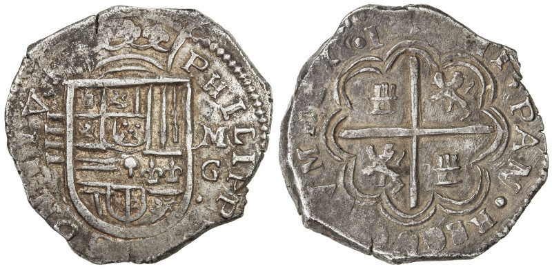 SPAIN: Felipe III, 1556-1598, AR 4 reales (8.88g), 159(7)-G, AC-305var, assayer ...