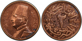 EGYPT: Fuad I, as King, 1922-1936, AE 2 milliemes, 1929/AH1348, KM-345, off-metal strike in bronze, lacquered, PCGS graded Proof 62 RD, ex E. Szauer C...